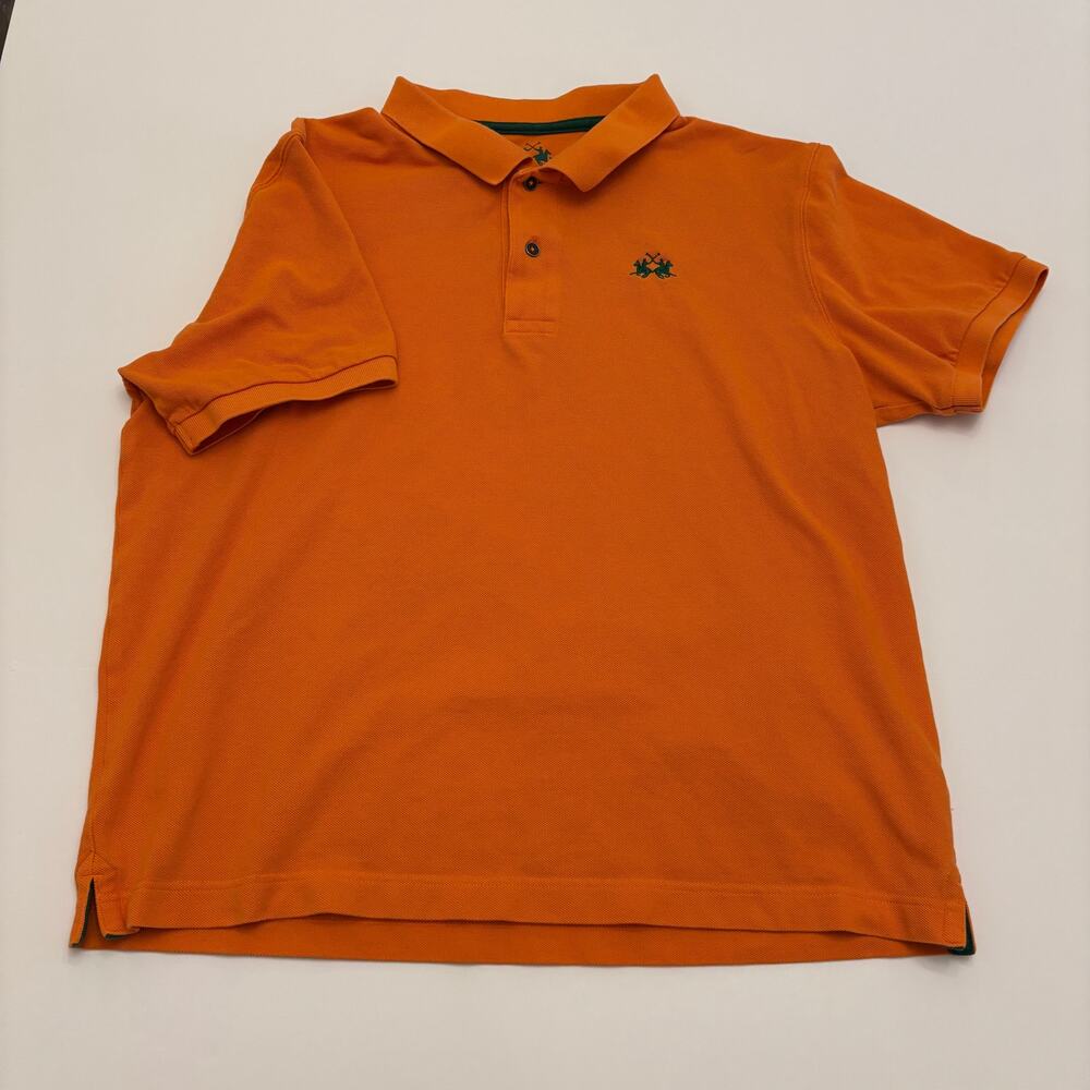 La Martina Polo Shirt Orange Cotton Men's L 22x24 Measurements EUC